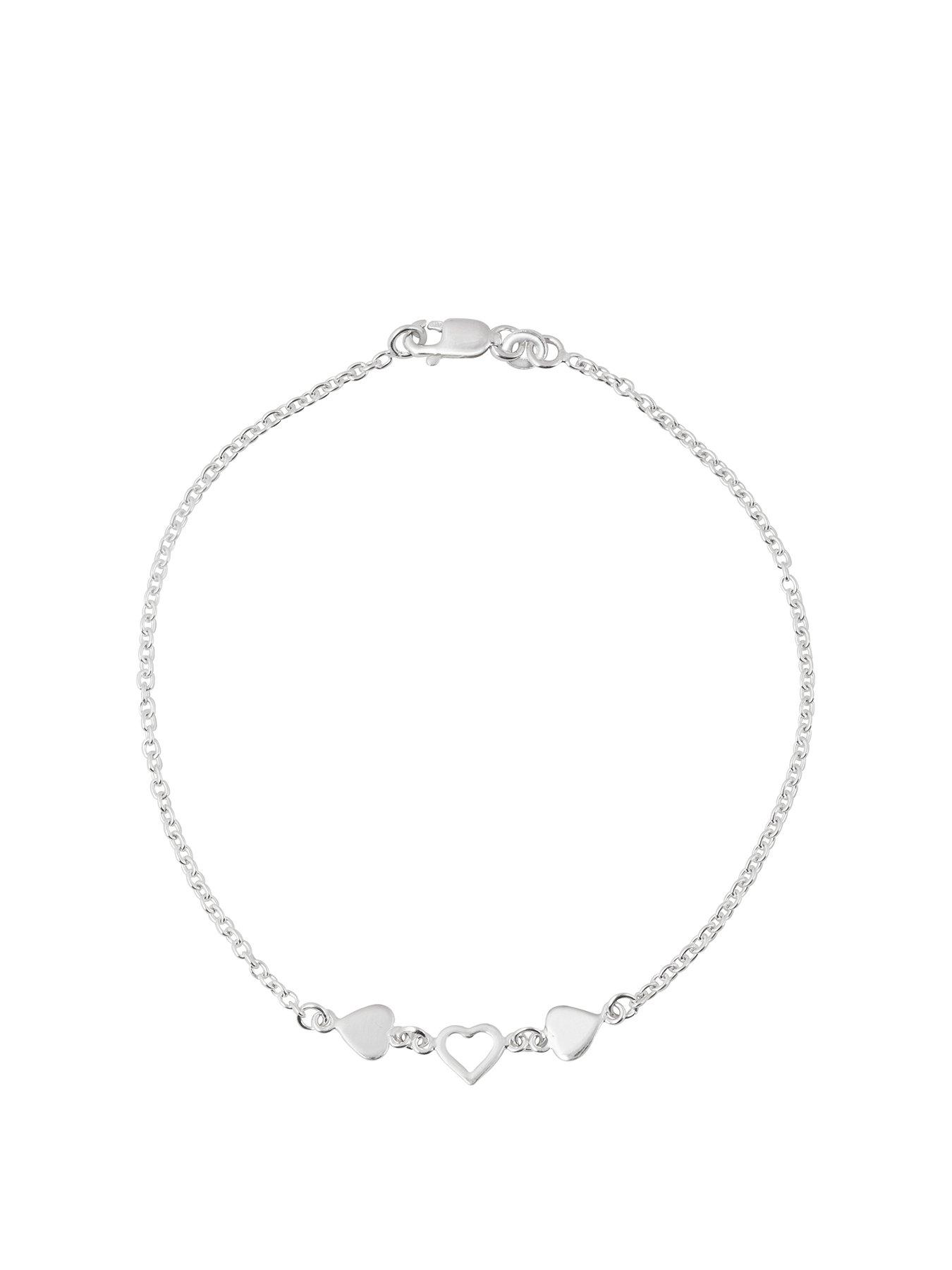 Image 1 of 5 of The Love Collection Sterling Silver Triple Heart Single&nbsp;Anklet