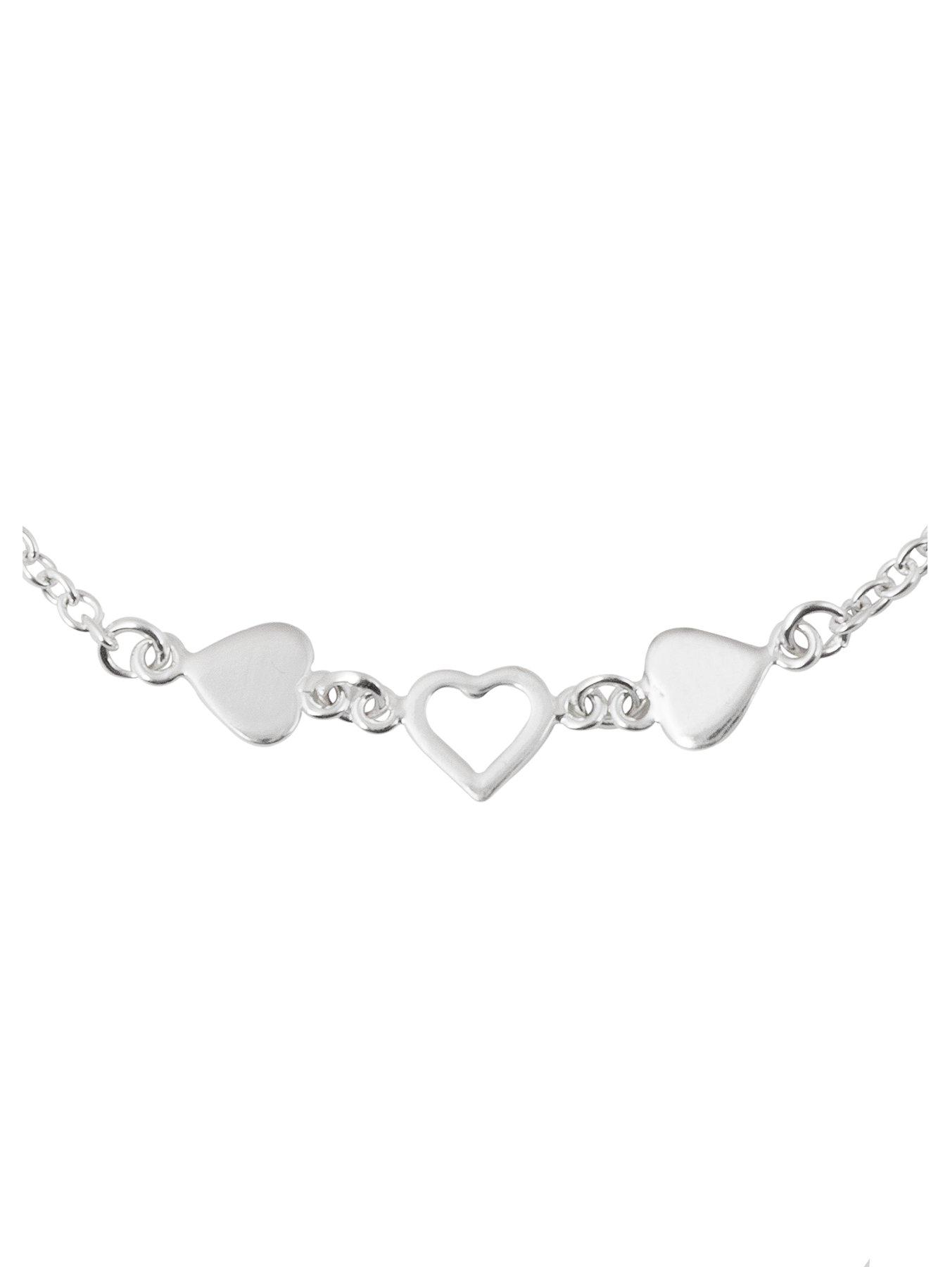 Image 3 of 5 of The Love Collection Sterling Silver Triple Heart Single&nbsp;Anklet