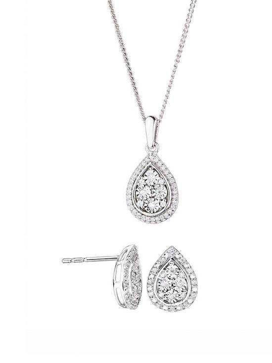 front image of love-diamond-sterling-silver-20pt-diamond-total-pear-stud-earrings-and-pendant-necklace