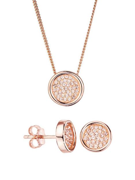 evoke-evoke-rose-gold-plated-sterling-silver-peach-swarovski-crystal-round-stud-earrings-and-pendant-set