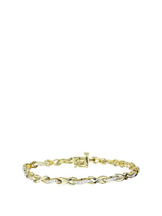 front image of love-diamond-gold-plated-sterling-silver-11pt-diamond-infinity-link-bracelet