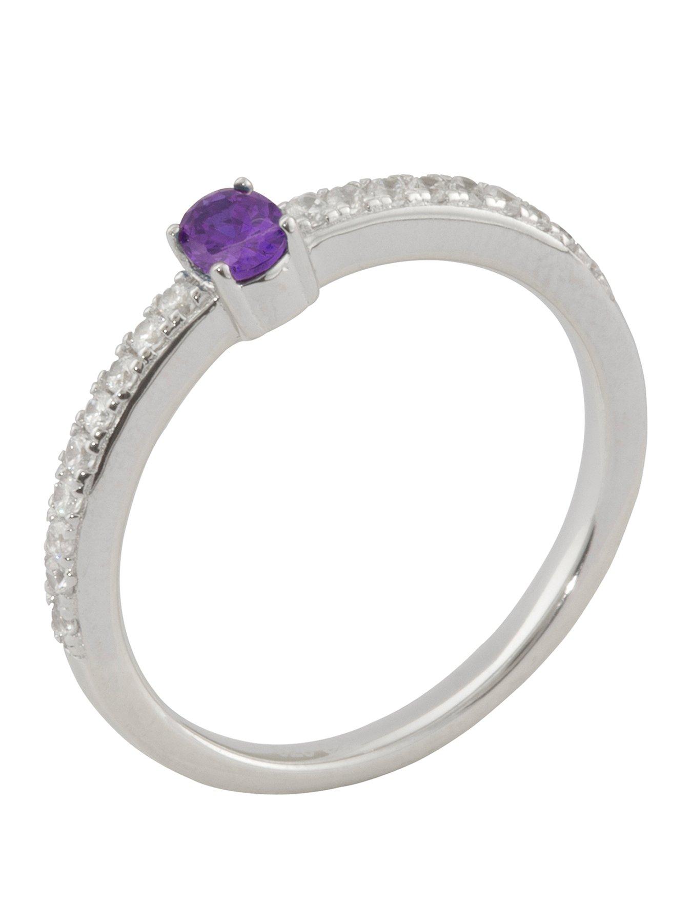 The Love Collection Sterling Silver Cubic Zirconia Solitaire Birthstone Ring