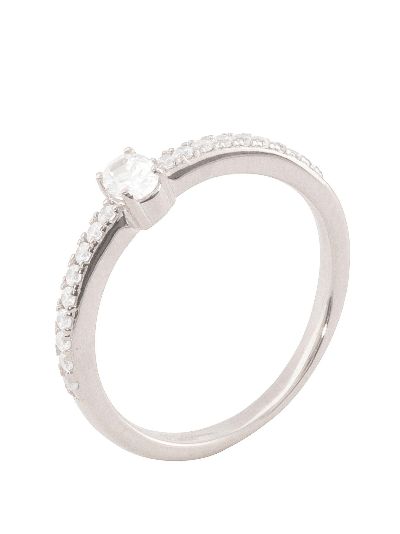 The Love Collection Sterling Silver Cubic Zirconia Solitaire Birthstone Ring