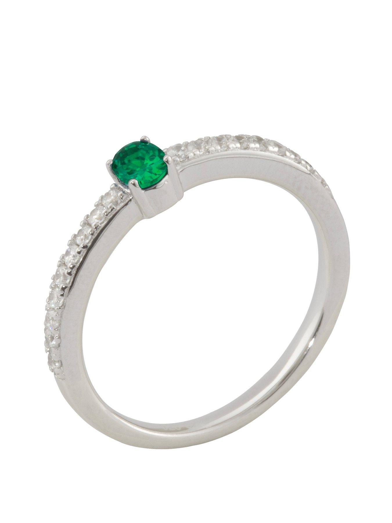 The Love Collection Sterling Silver Cubic Zirconia Solitaire Birthstone Ring