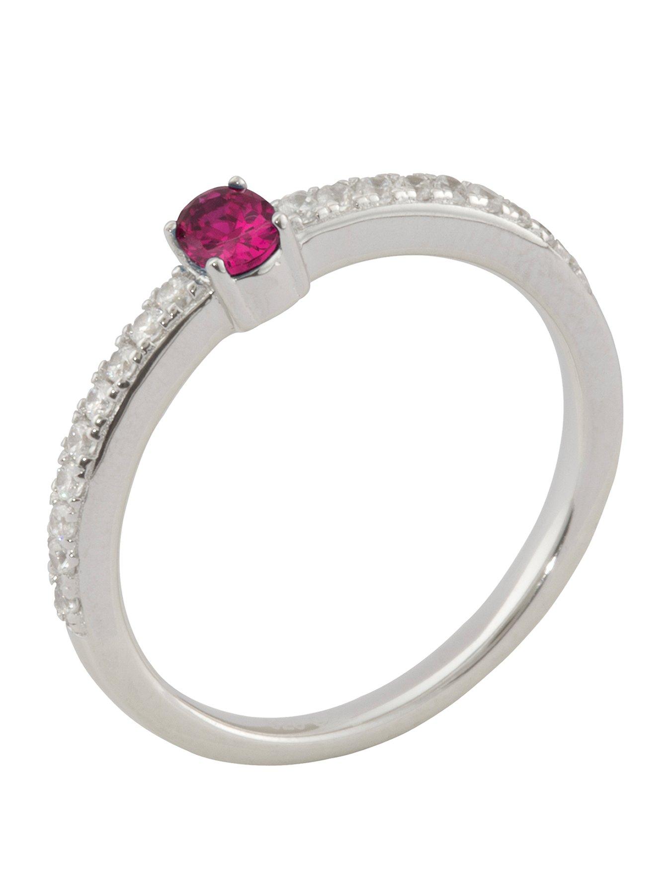 The Love Collection Sterling Silver Cubic Zirconia Solitaire Birthstone Ring