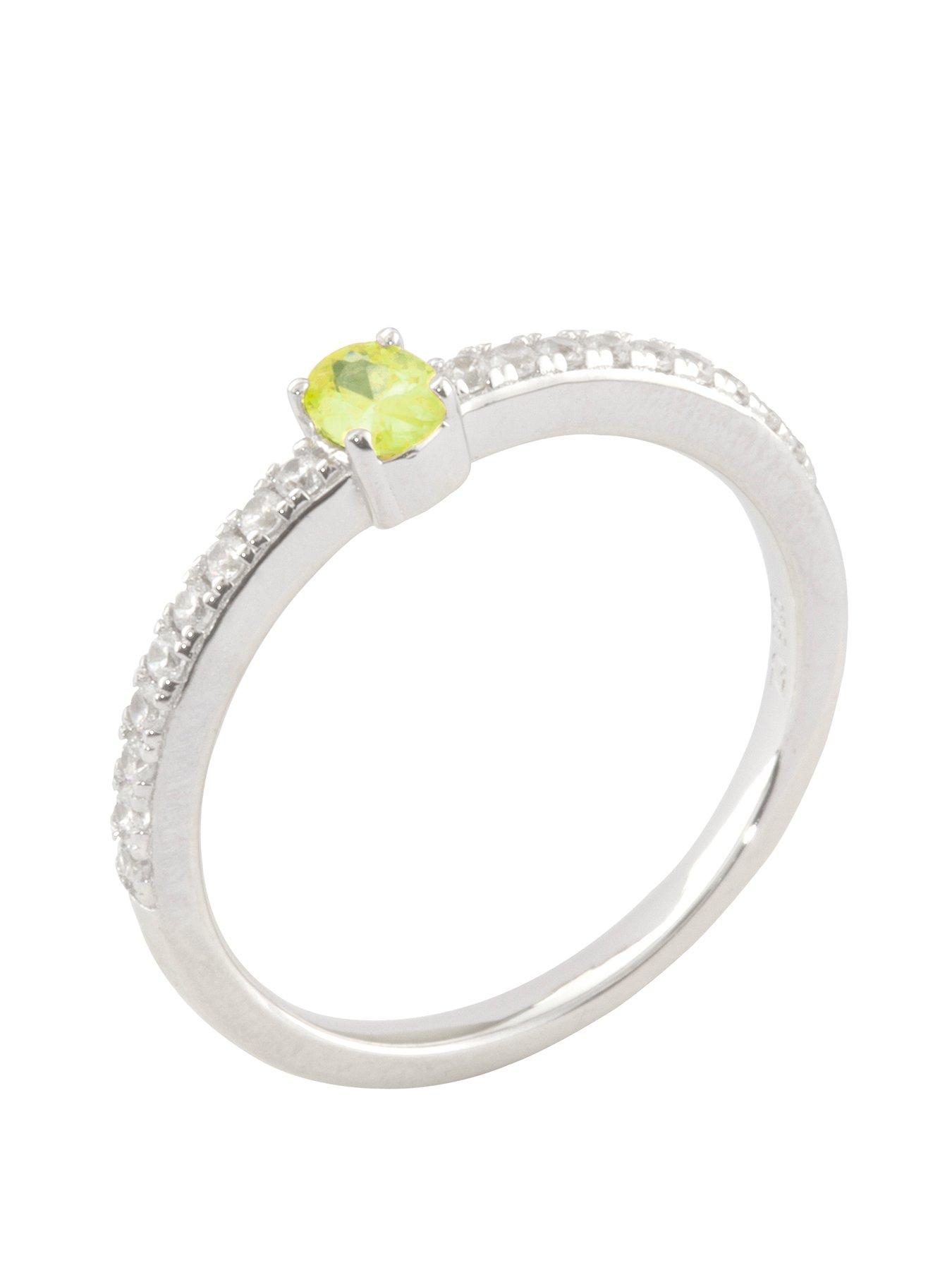 The Love Collection Sterling Silver Cubic Zirconia Solitaire Birthstone Ring