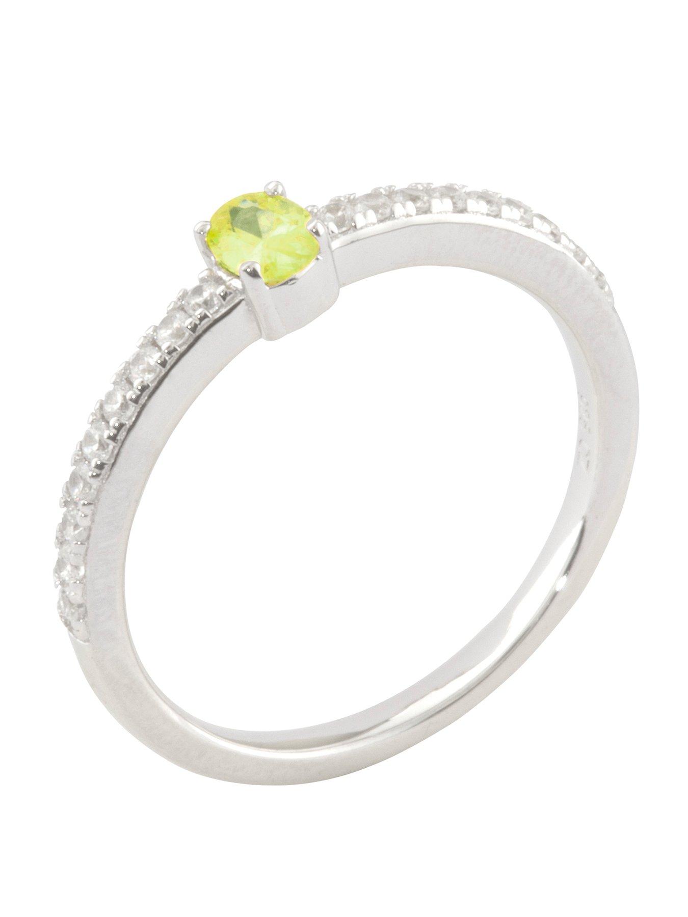 The Love Collection Sterling Silver Cubic Zirconia Solitaire Birthstone Ring