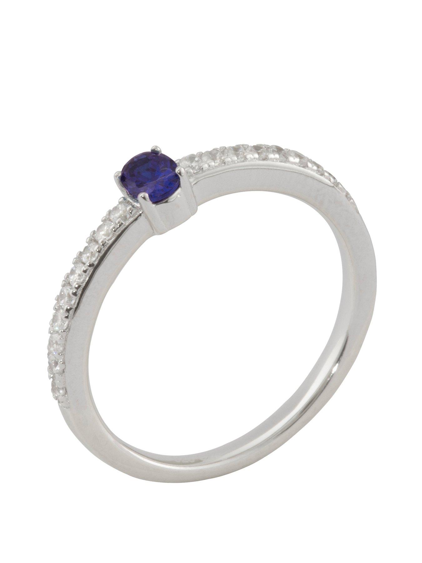 undefined Sterling Silver Cubic Zirconia Solitaire Birthstone Ring