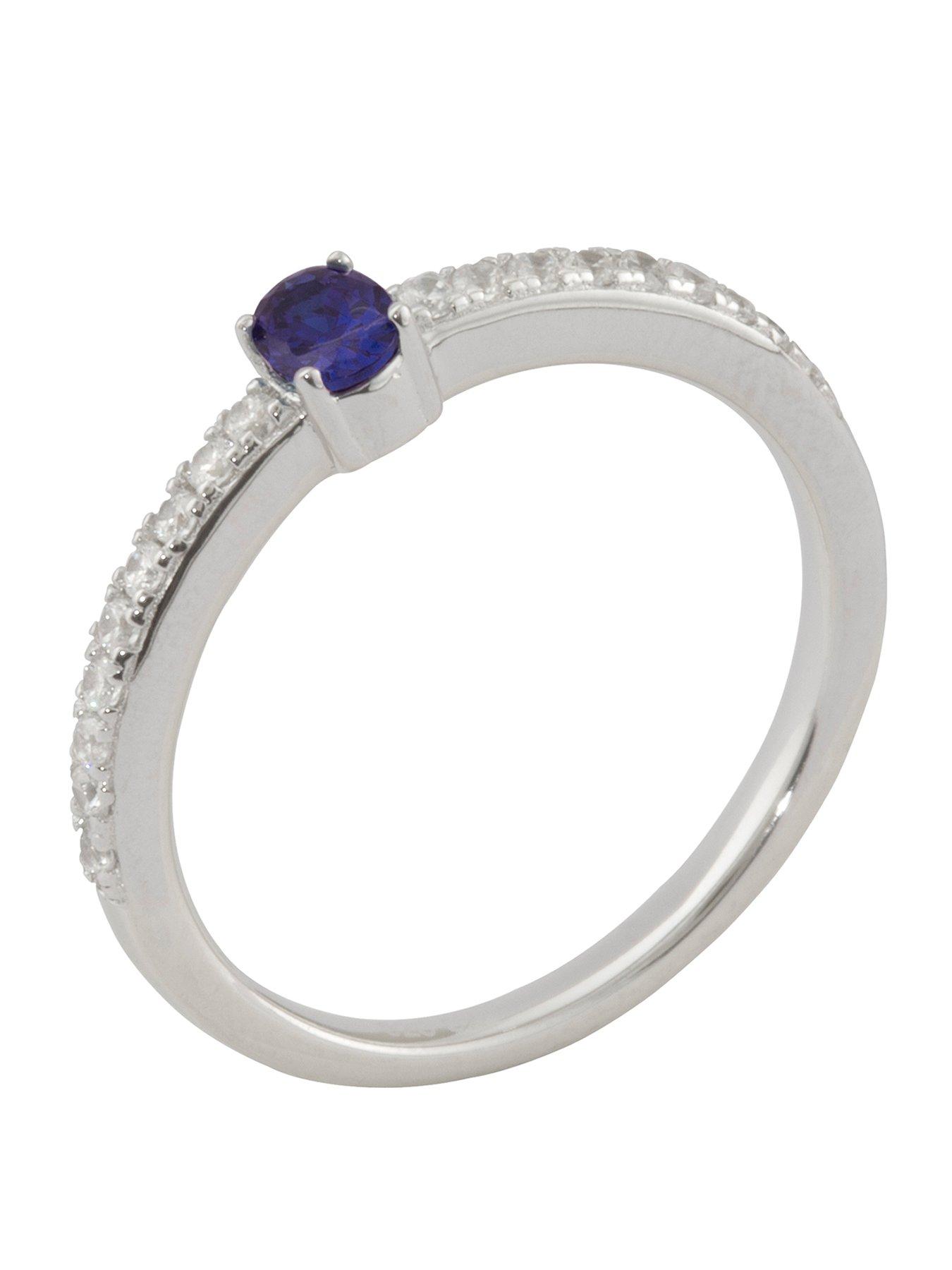 The Love Collection Sterling Silver Cubic Zirconia Solitaire Birthstone Ring