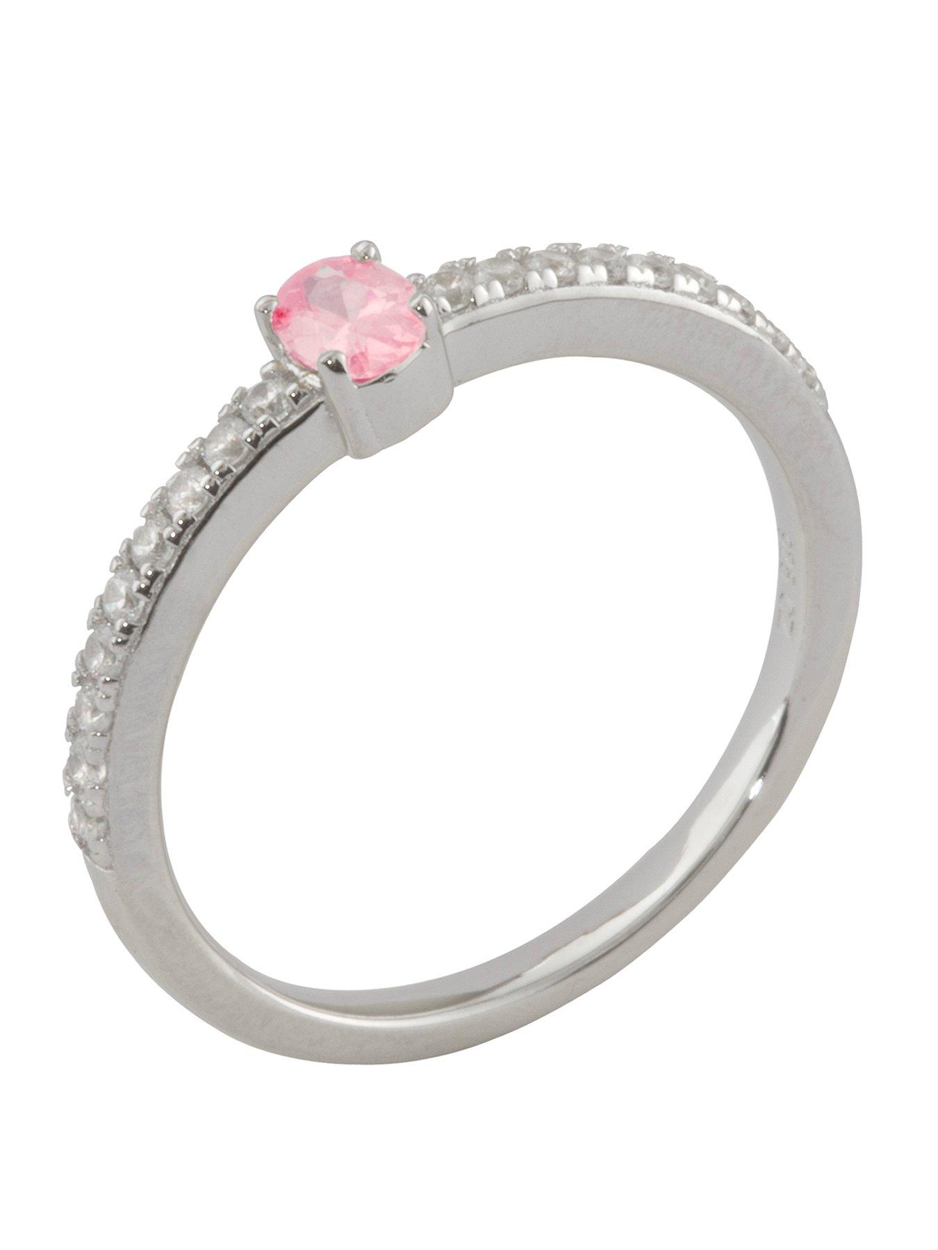 The Love Collection Sterling Silver Cubic Zirconia Solitaire Birthstone Ring