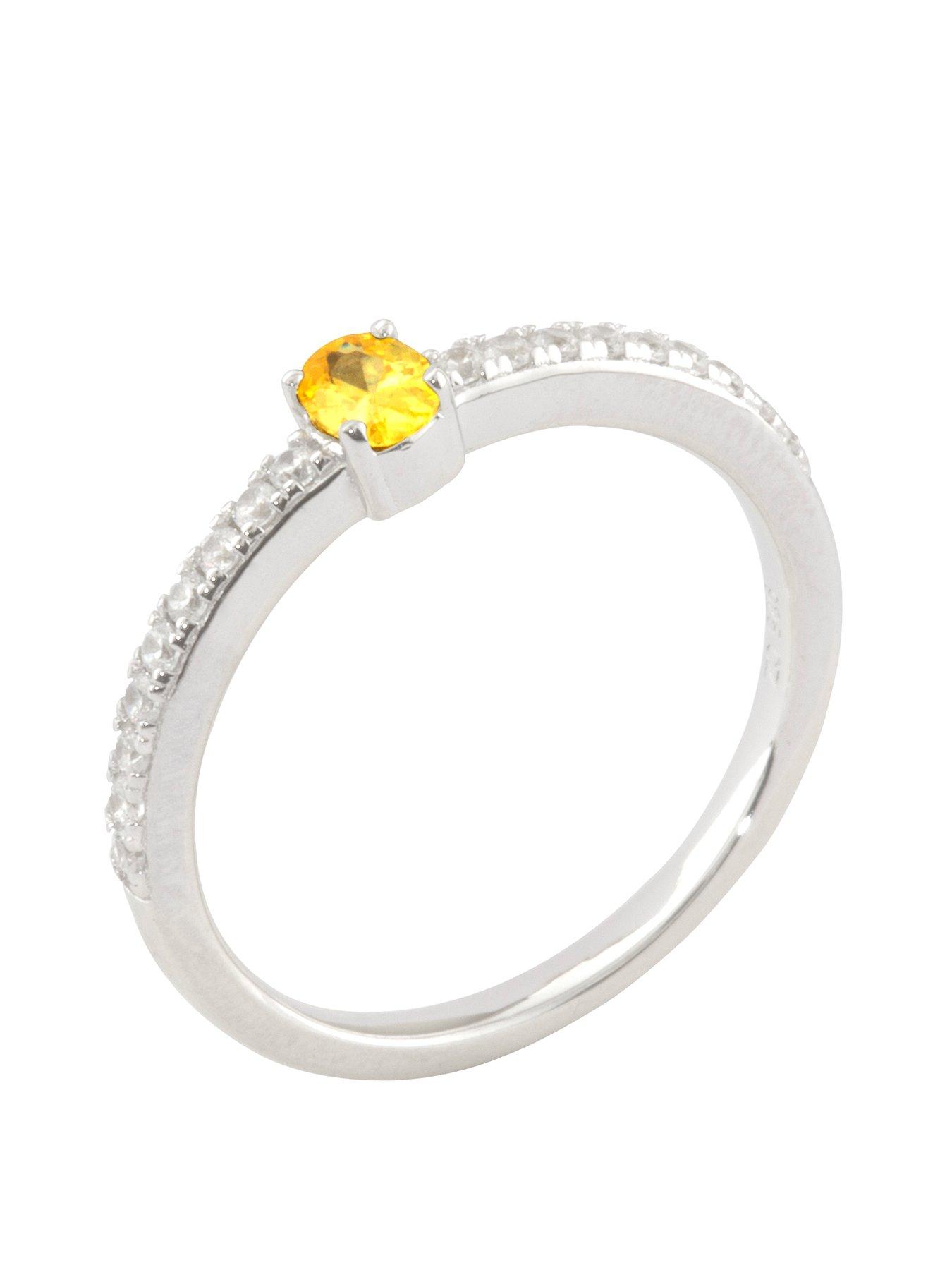 The Love Collection Sterling Silver Cubic Zirconia Solitaire Birthstone Ring