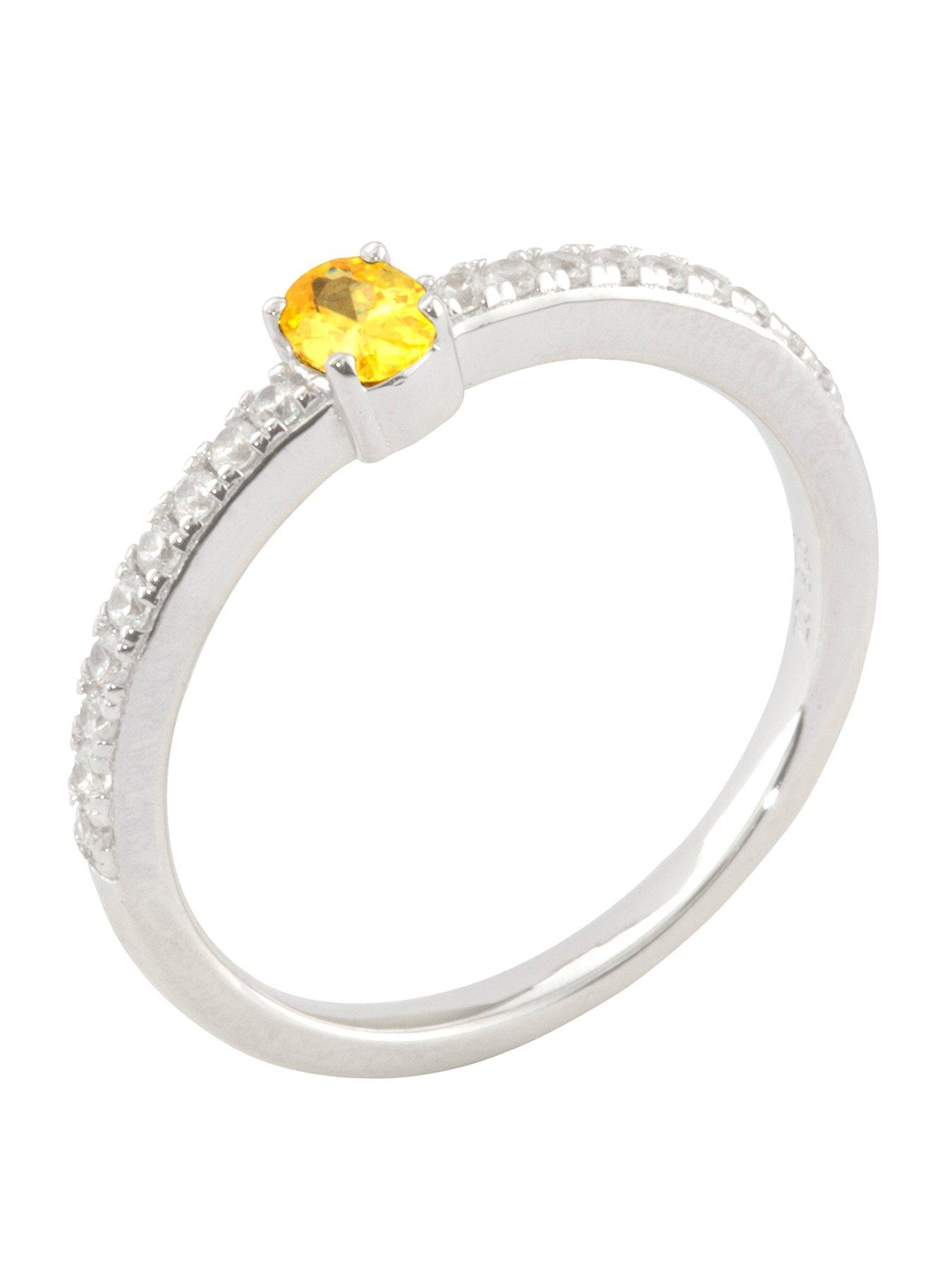 The Love Collection Sterling Silver Cubic Zirconia Solitaire Birthstone Ring