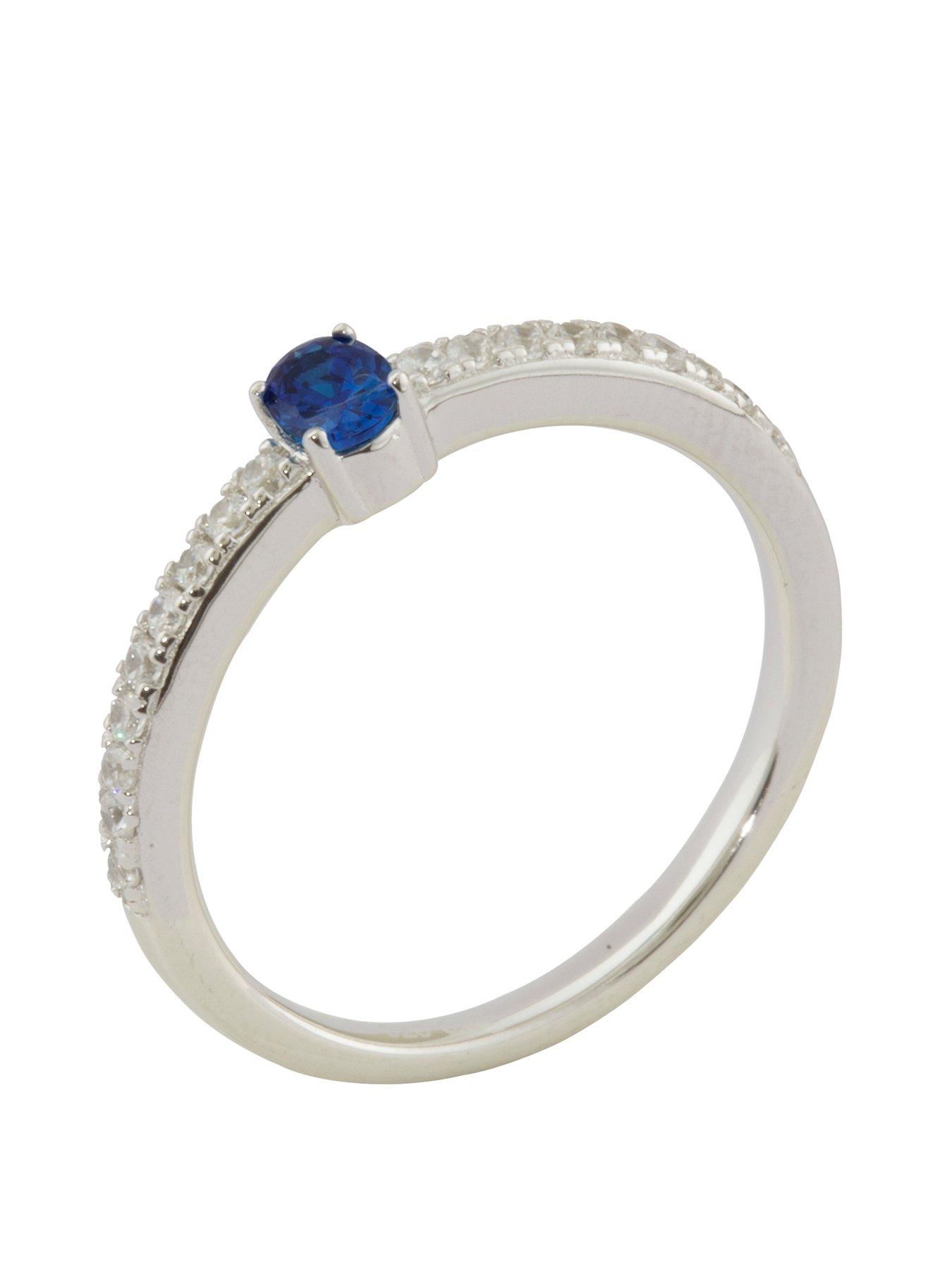 undefined Sterling Silver Cubic Zirconia Solitaire Birthstone Ring