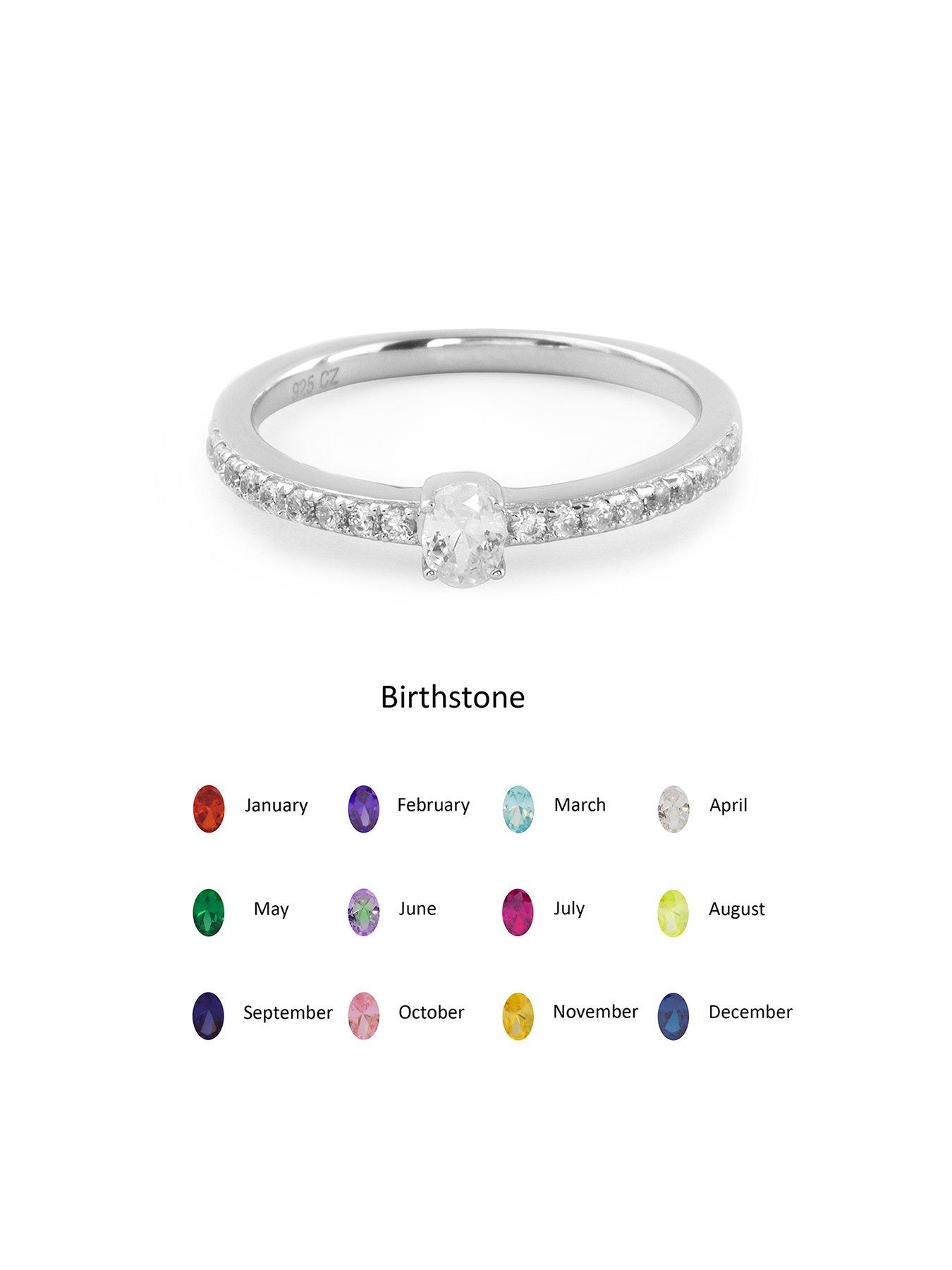 Image 2 of 4 of The Love Collection Sterling Silver Cubic Zirconia Solitaire Birthstone Ring