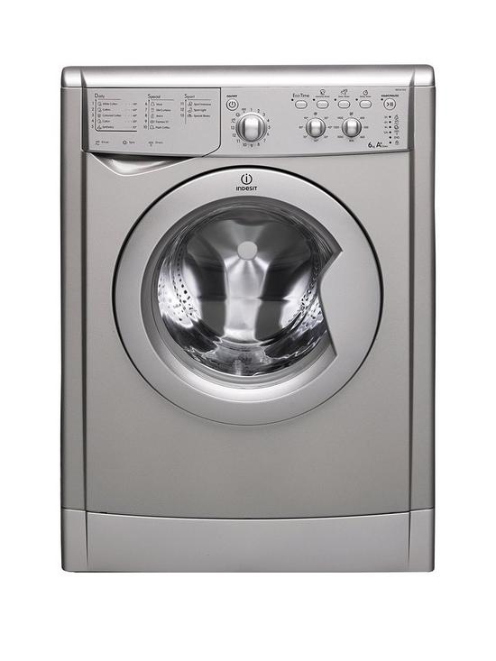 front image of indesit-iwdc6125s-1200-spin-6kg-wash-5kg-drynbspwasher-dryer-silver