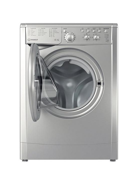 stillFront image of indesit-iwdc6125s-1200-spin-6kg-wash-5kg-drynbspwasher-dryer-silver
