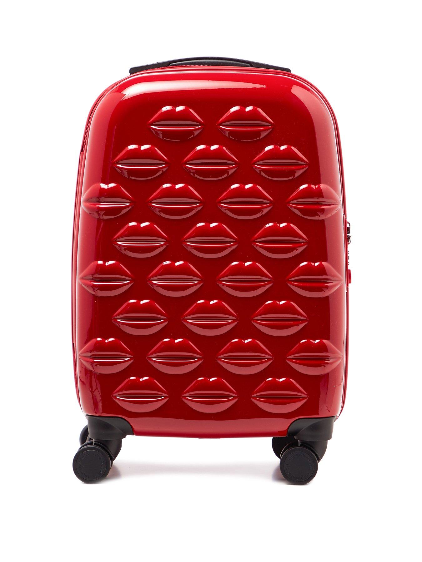 red hardside luggage