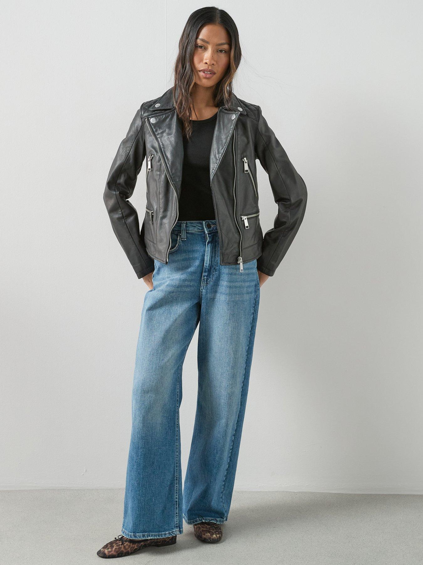 Image 3 of 7 of The Very Collection Ultimate Leather Biker Jacket - Black