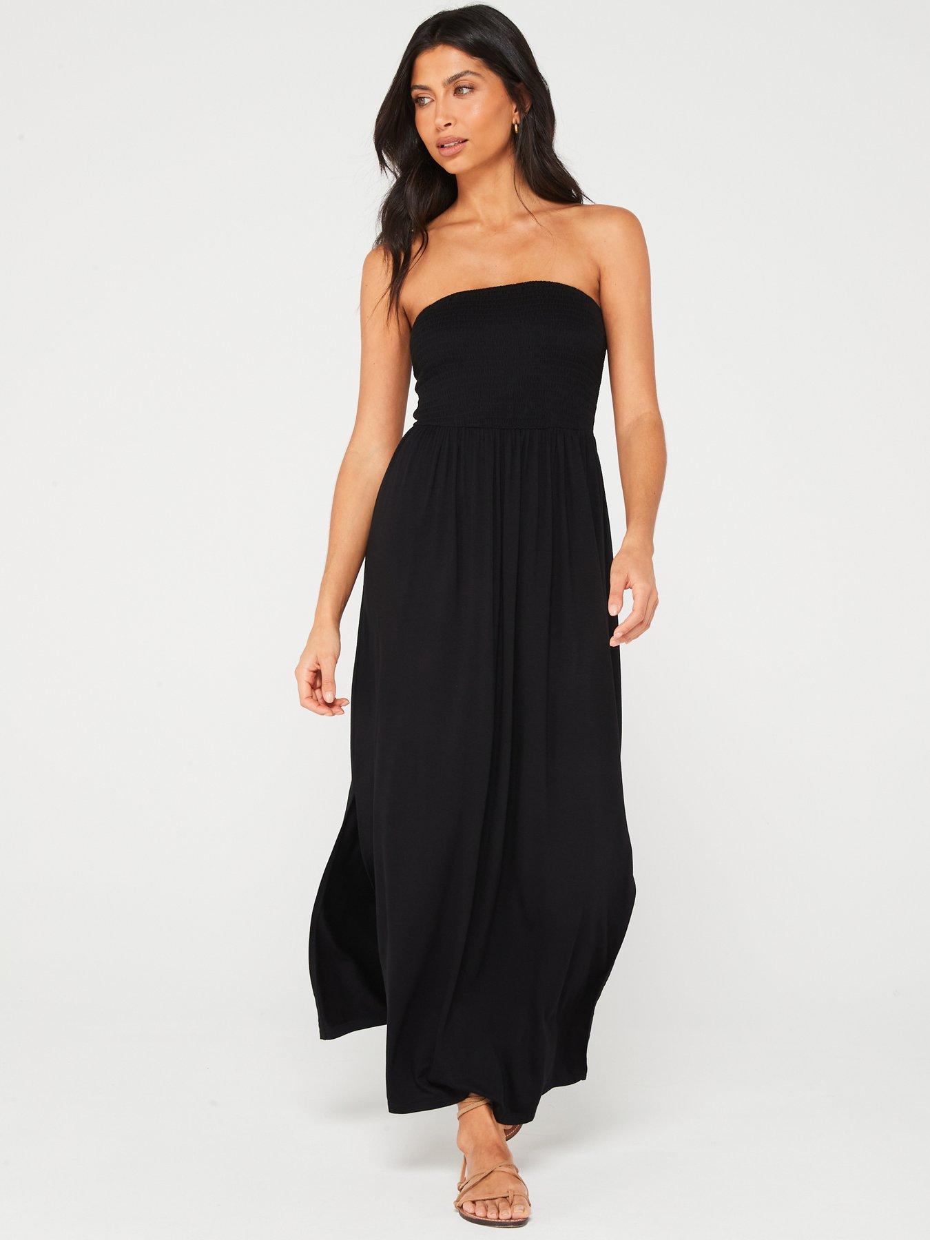 Image 6 of 6 of V by Very Bandeau Beach&nbsp;Maxi Dress - Black