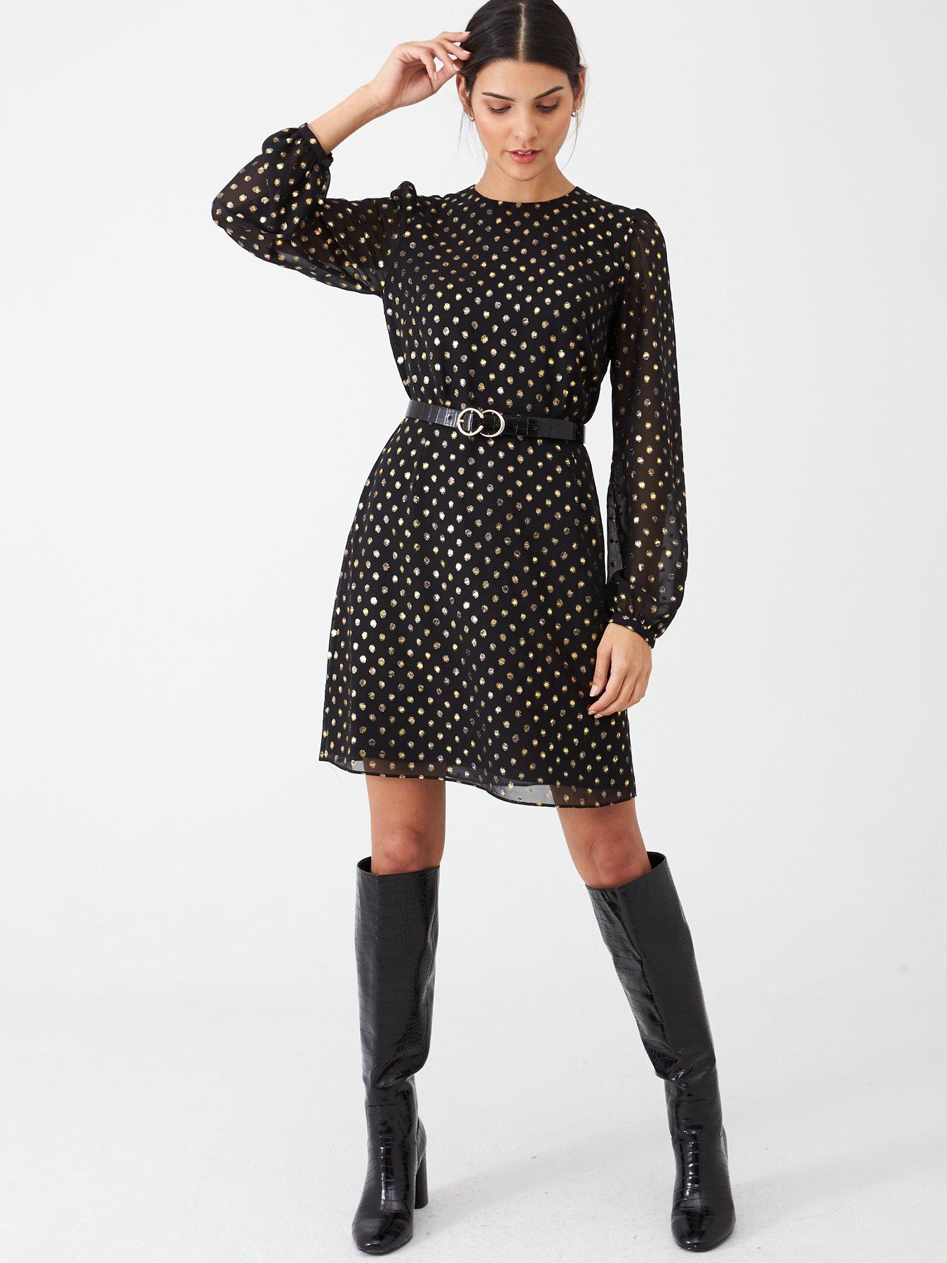 warehouse foil spot dress