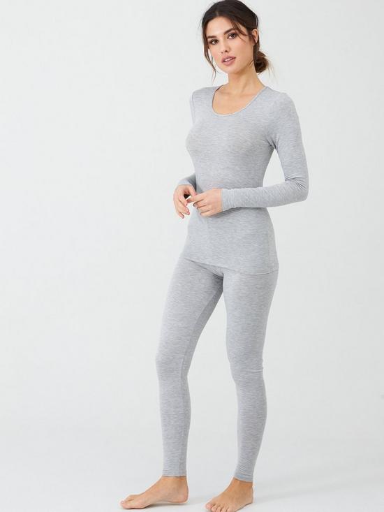 front image of charnos-second-skin-long-sleeve-top-grey