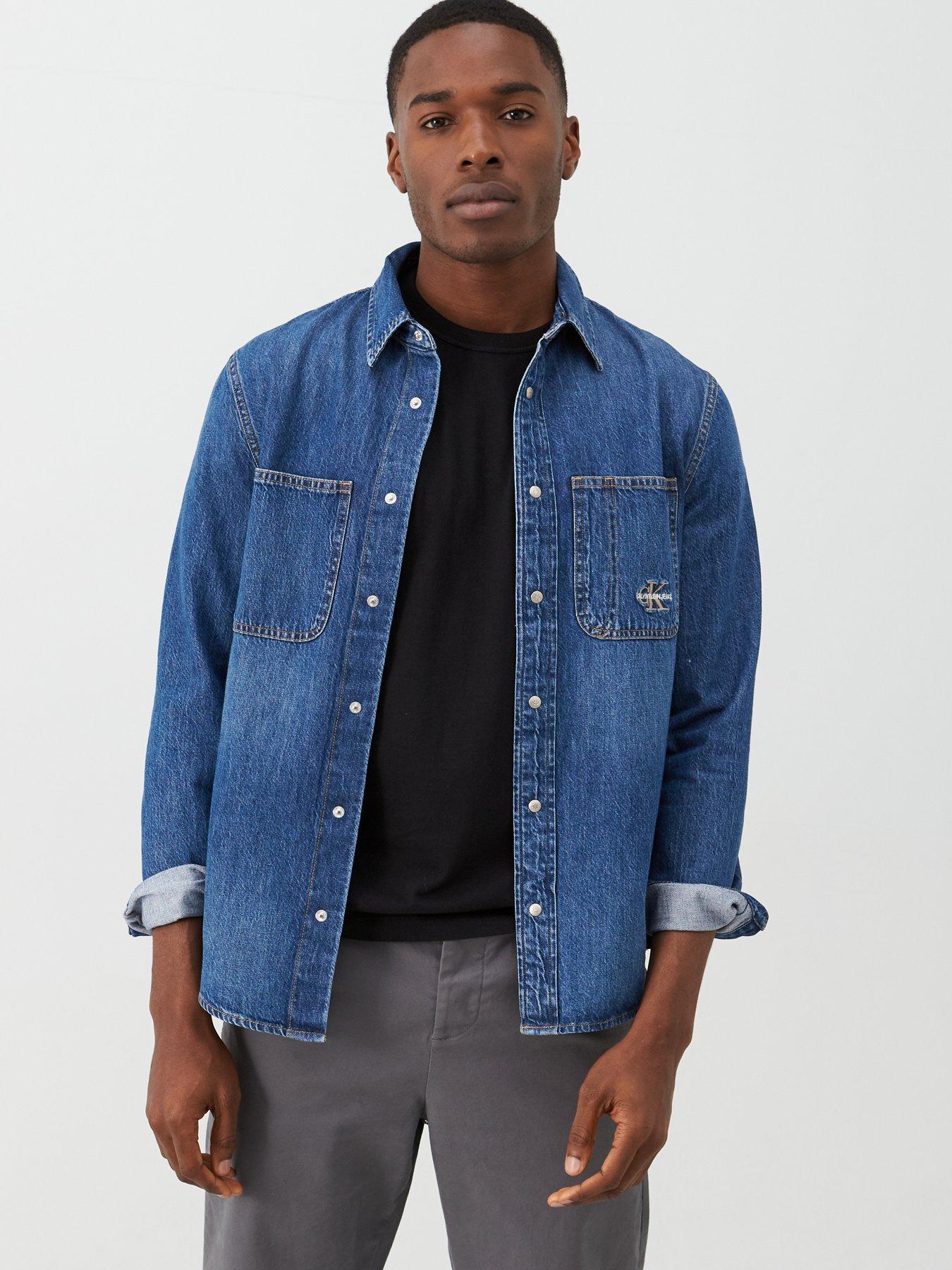 calvin klein black denim shirt