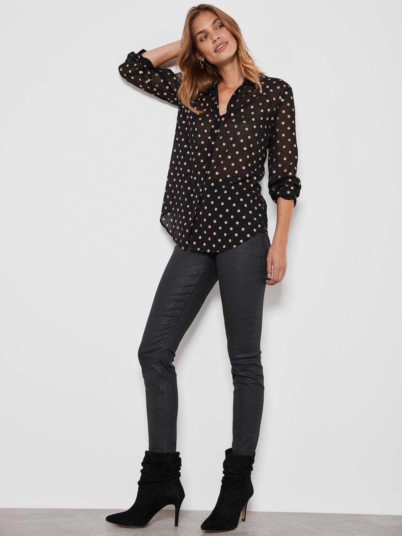 mint velvet black blouse
