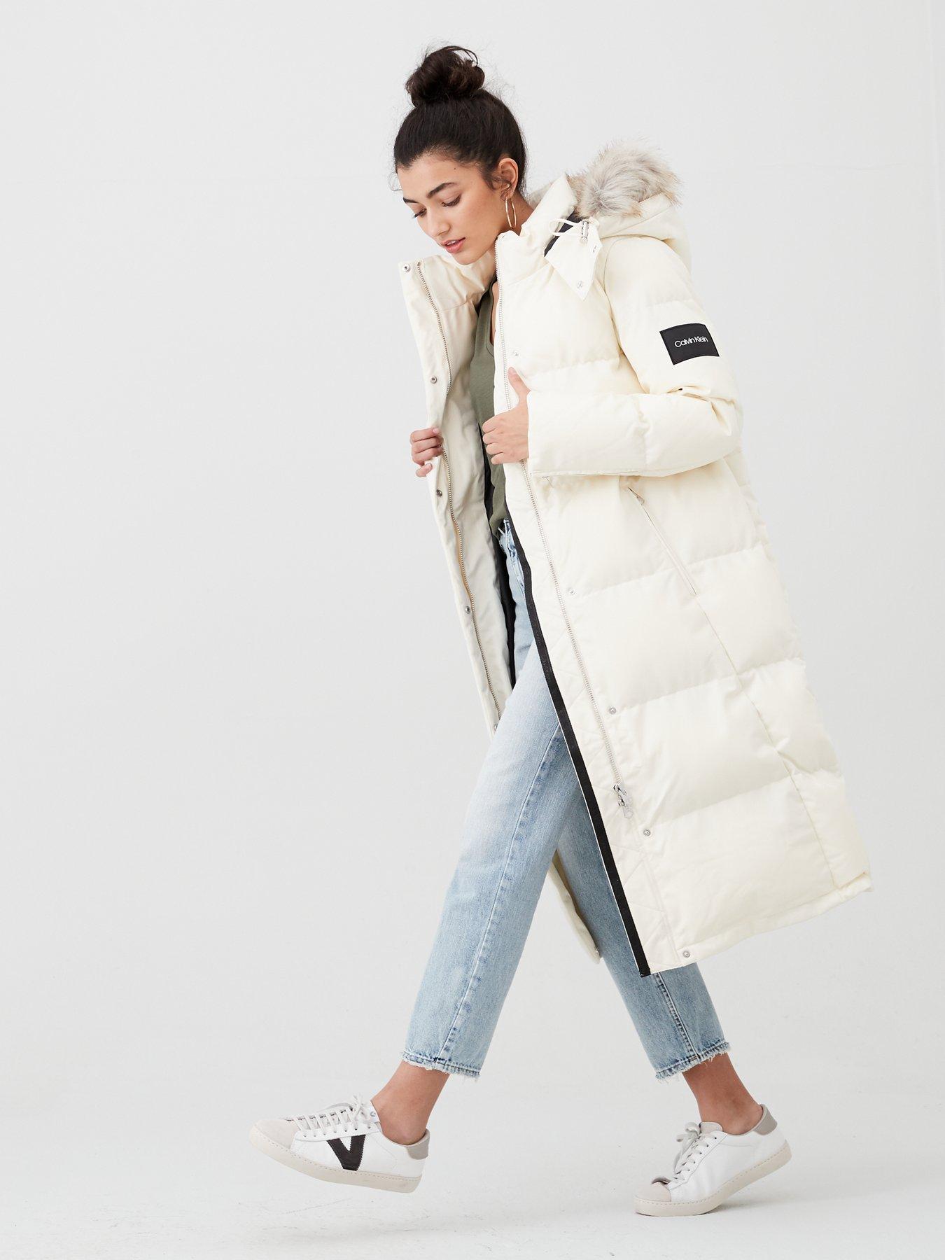 Calvin Klein Women's White Coat Flash Sales, SAVE 39% 