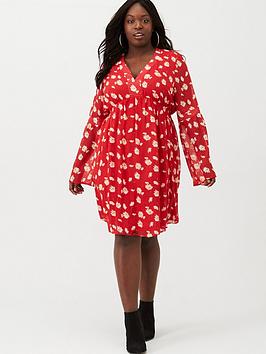 V by Very Curve V By Very Curve Flare Sleeve Babydoll Dress - Print Picture