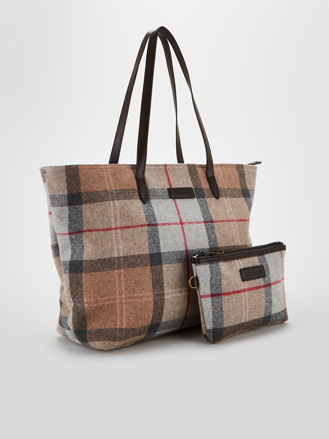 barbour tartan tote bag