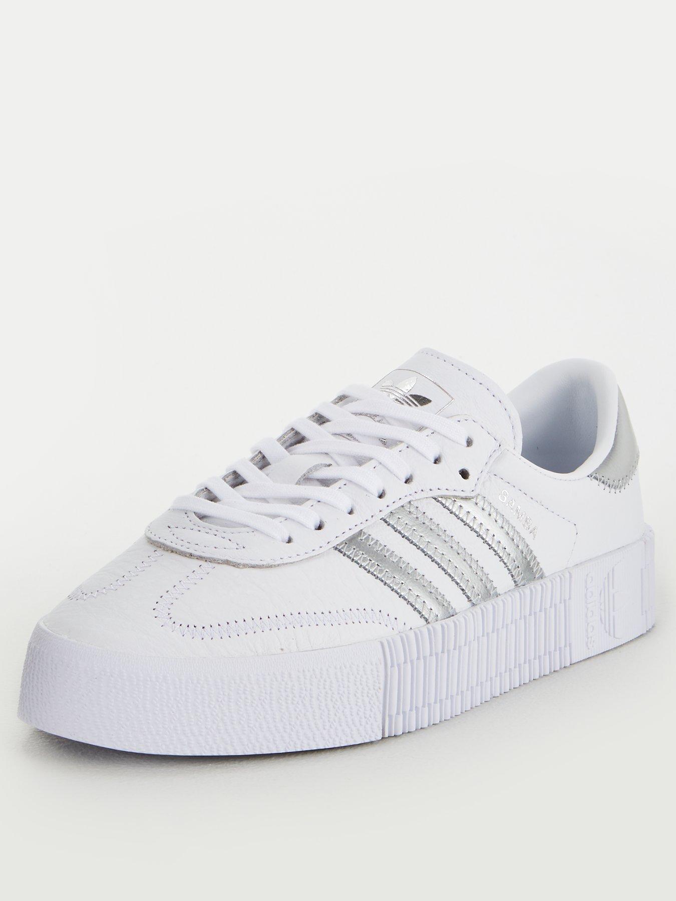 adidas sambarose white and silver