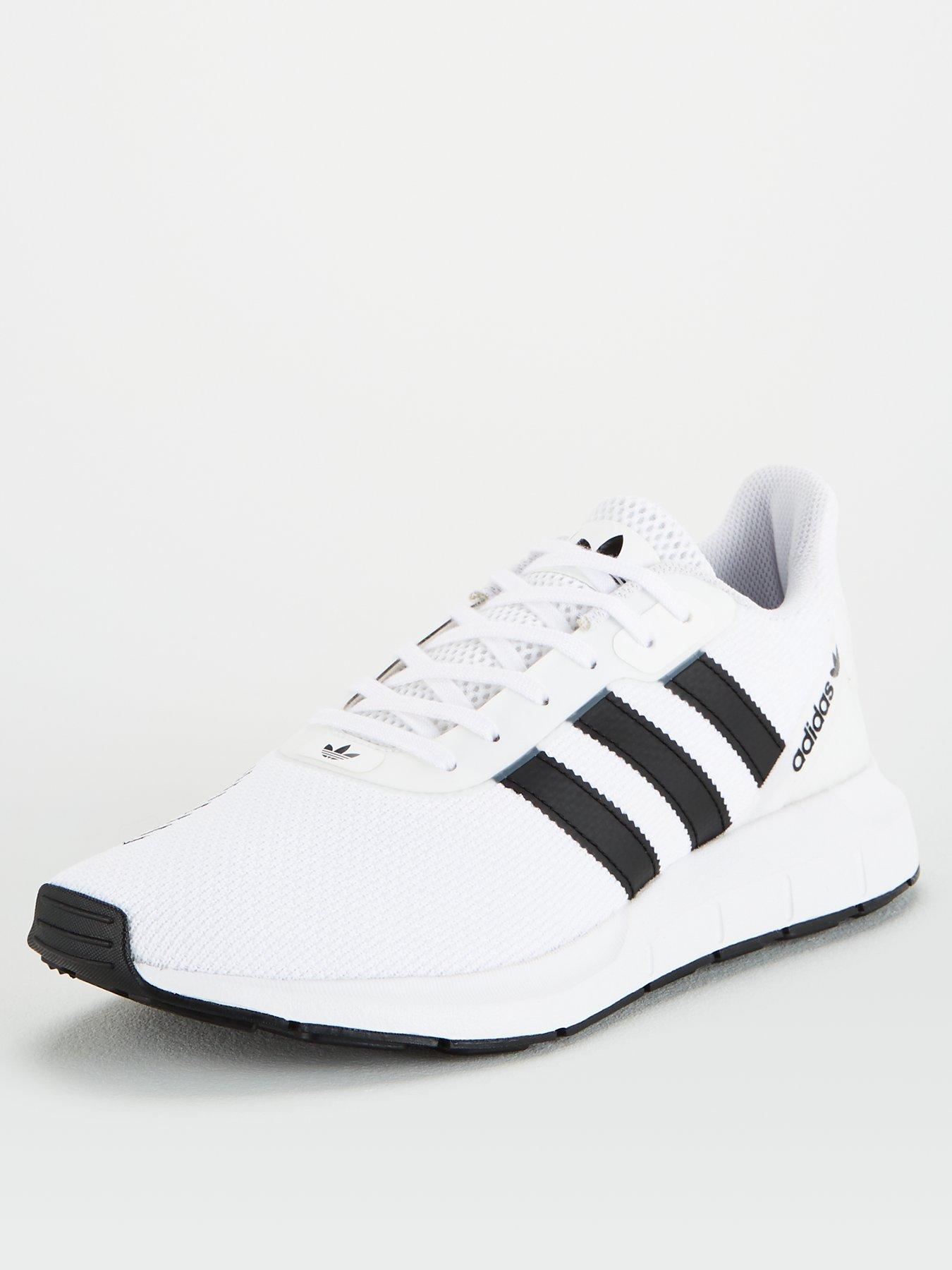 adidas swift run black with white stripes