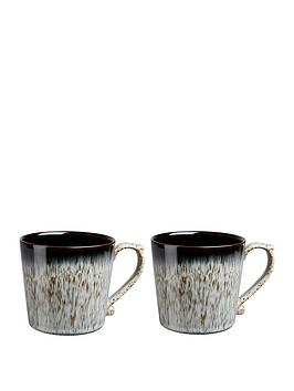 Denby   Halo Grey Speckle Set Of 2 Heritage Mugs