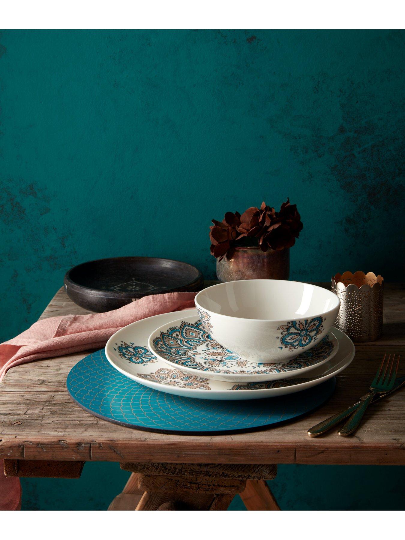 Denby Monsoon Mandala Dinner Plates Set of 4