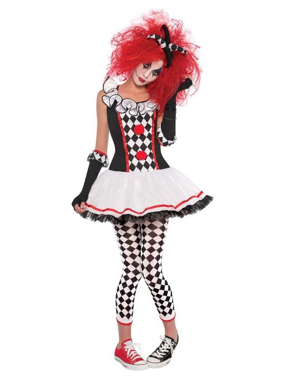 front image of harlequin-honey-clown-childs-costume