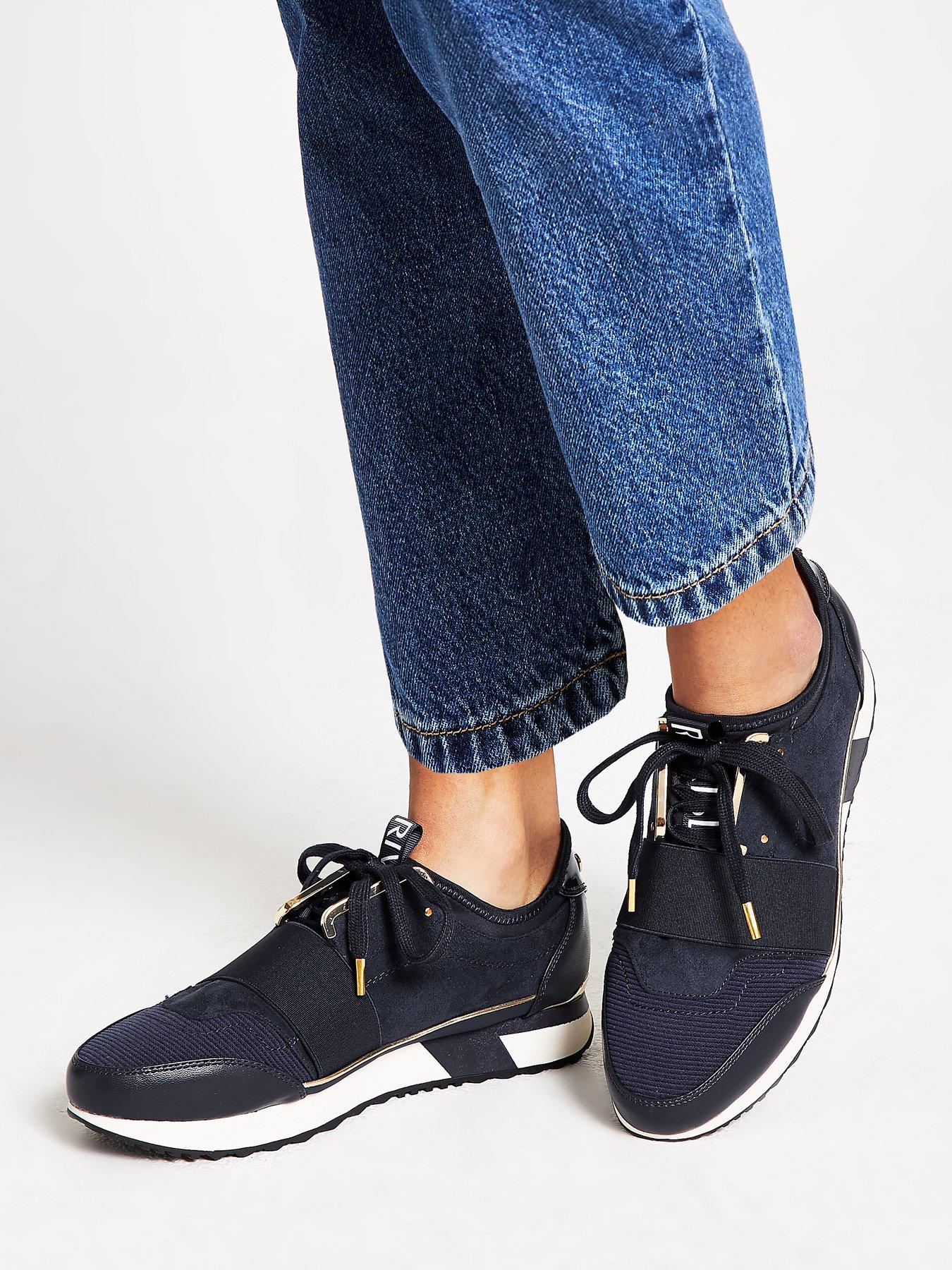 river island navy trainers