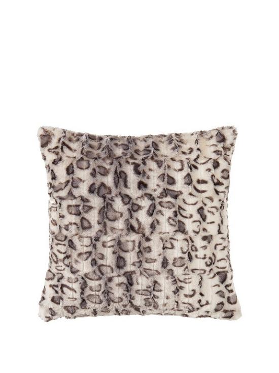 front image of cascade-home-leopard-luxury-textured-cushion-grey