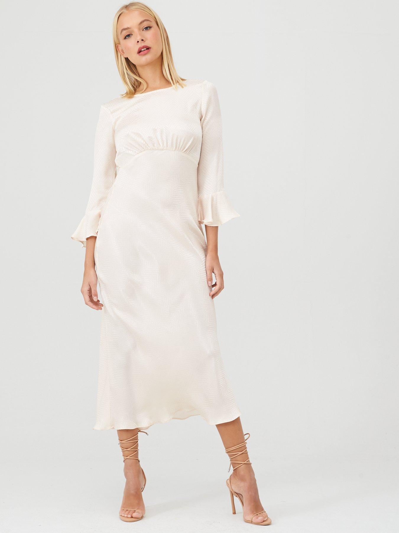 flute sleeve midi dress