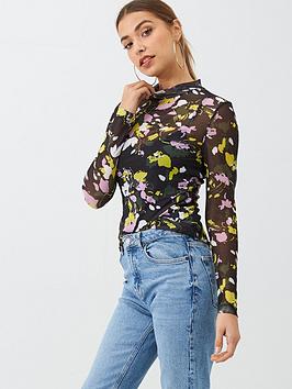 V by Very V By Very Mesh Turtle Neck Top - Floral Picture