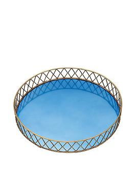 BarCraft  Barcraft Stainless Steel Blue And Brass Finish Drinks Tray