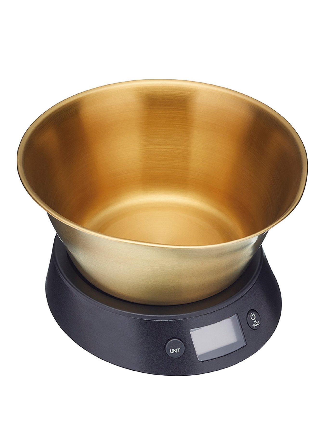undefined Electronic Dual Dry and Liquid Kitchen Scale with Brass Finish Bowl