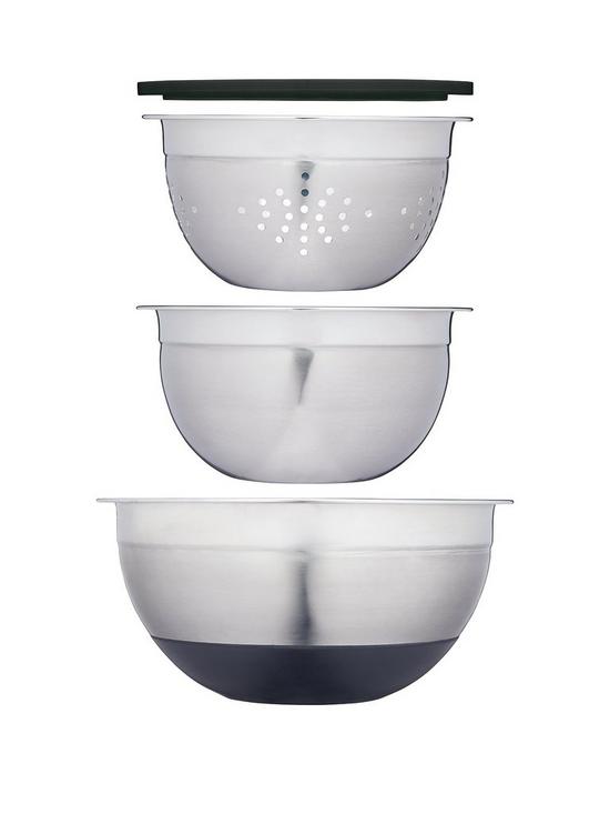 front image of masterclass-smart-space-3-piece-stainless-stackable-mixing-bowl-and-colander-set