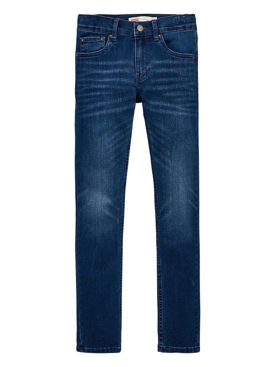 front image of levis-boys-510-skinny-fit-jeans-mid-wash