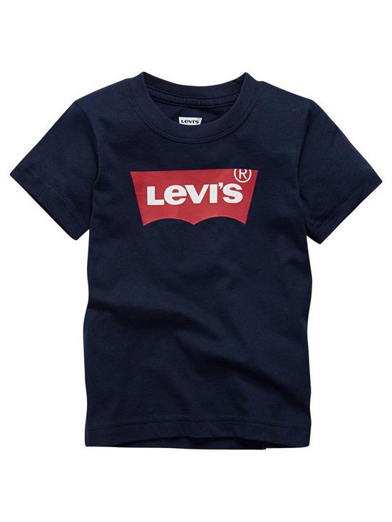front image of levis-boys-short-sleeve-batwing-t-shirt-navy