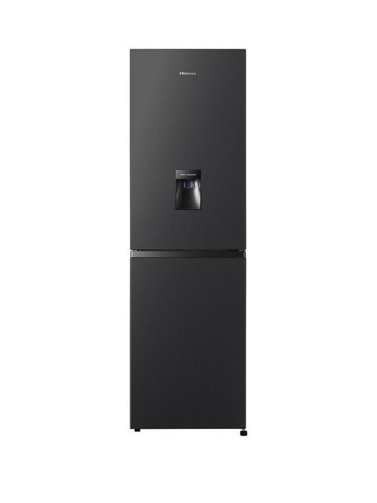 front image of hisense-rb327n4wb1-55cm-wide-total-no-frost-fridge-freezer-black