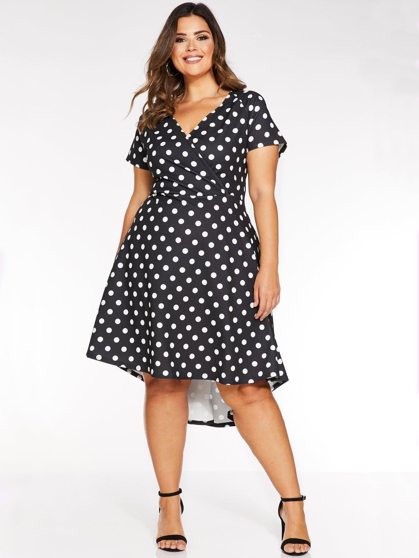 polka dot dip hem dress