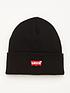  image of levis-red-batwing-embroidered-slouchy-beanie-hat-black