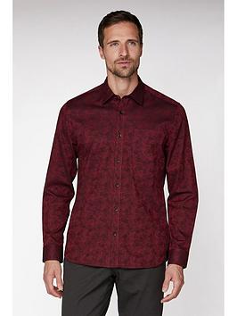 Jeff Banks Jeff Banks Jeff Banks Wine Floral Jacquard Tailored Fit Shirt Picture