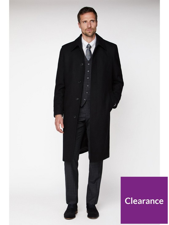 front image of jeff-banks-black-roma-overcoat-regular-fit