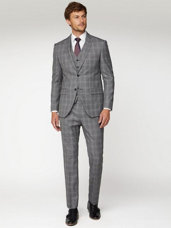 front image of jeff-banks-mulberry-check-soho-suit-jacket-in-modern-regular-fit-grey